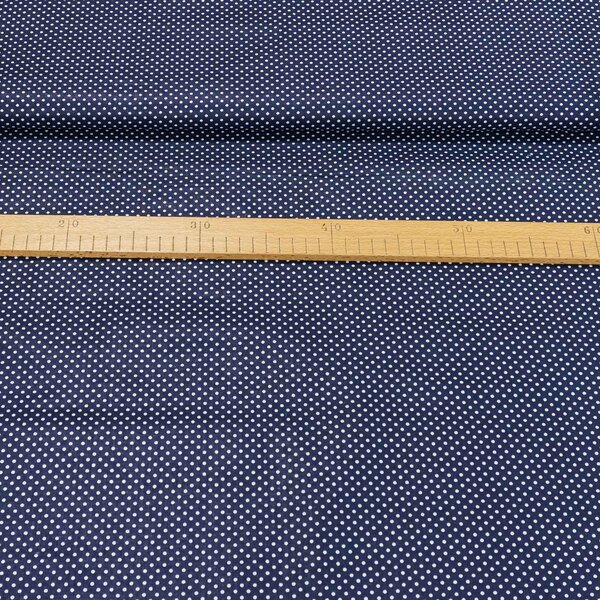 Bavlněné plátno 103000/7676 BLUE, bílý puntík na tmavě modré, š.140cm (látka v metráži)
