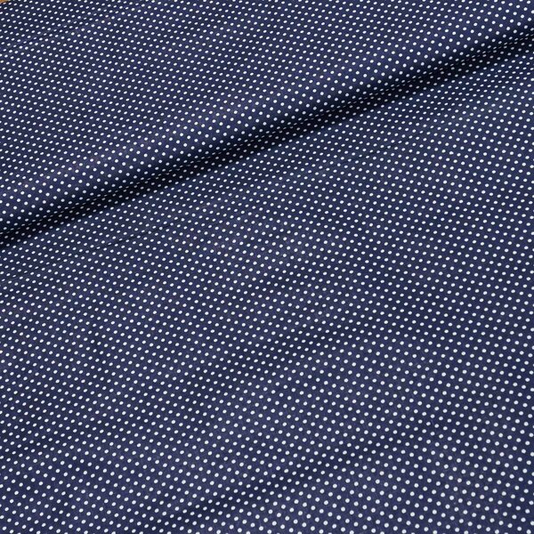 Bavlněné plátno 103000/7676 BLUE, bílý puntík na tmavě modré, š.140cm (látka v metráži)