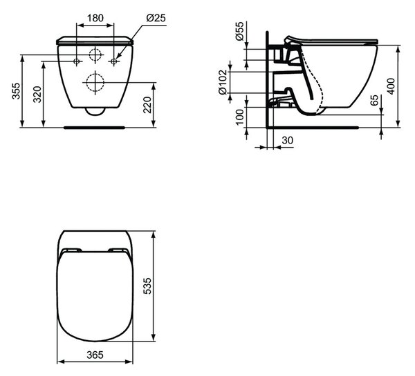 Ideal Standard Tesi - Závěsné WC s deskou SoftClose, AquaBlade, bílá, T354601