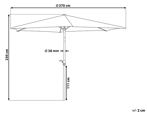 Slunečník 270 cm VARESE Tmavě šedá