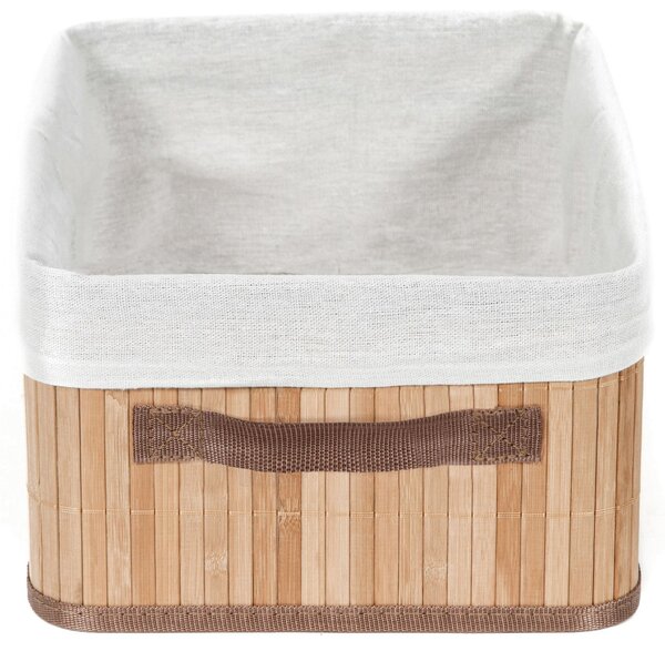 Bambusový úložný košík Compactor Bamboo, přírodní bambus-len, 32 x 25 x v15 cm