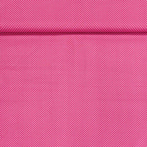 Bavlněné plátno POLO bílý puntík na tmavě růžové, š.140cm (látka v metráži)