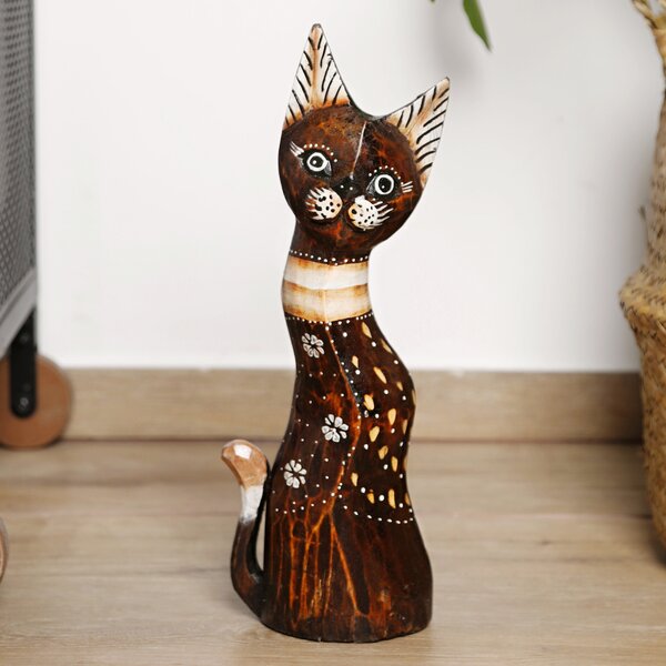 Dřevěná socha kočky Susane 31 cm