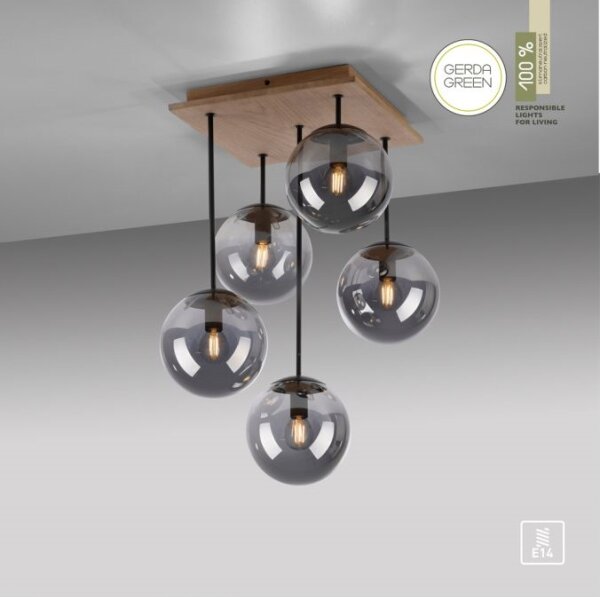 JUST LIGHT. 11395-79 - Lustr na tyči WIDOW 5xE14/25W/230V dub