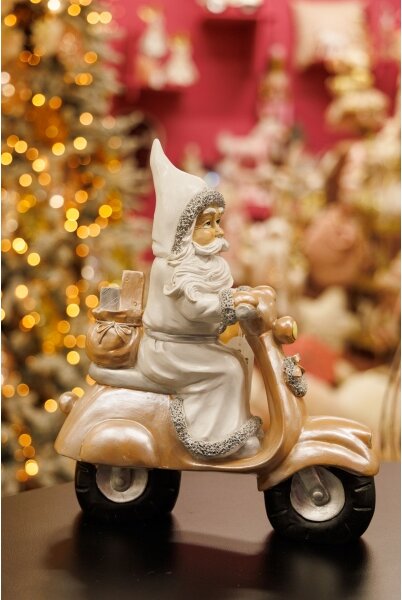 Vánoční dekorace 33 cm Santa s motocyklem