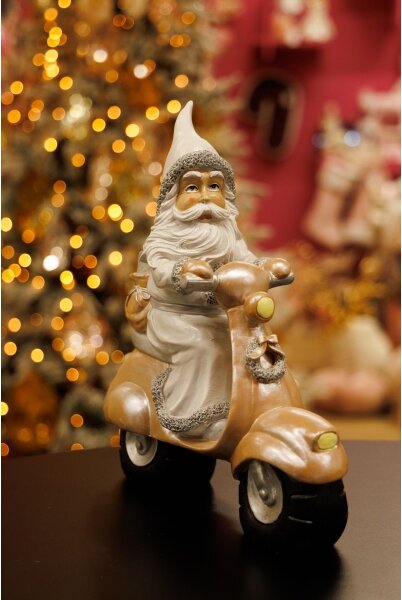 Vánoční dekorace 33 cm Santa s motocyklem