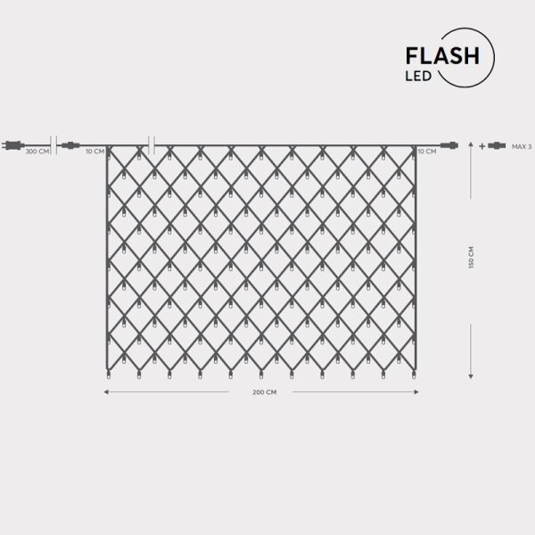 LED Venkovní závěs NET 240xLED/7,2W/230V 1,5x2 m IP44 teplá bílá