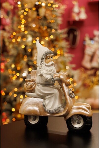 Vánoční dekorace 33 cm Santa s motocyklem