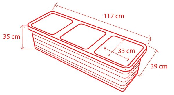 Samozavlažovací truhlík PLASTIA BERBERIS TRIO 117x39x35 terakota