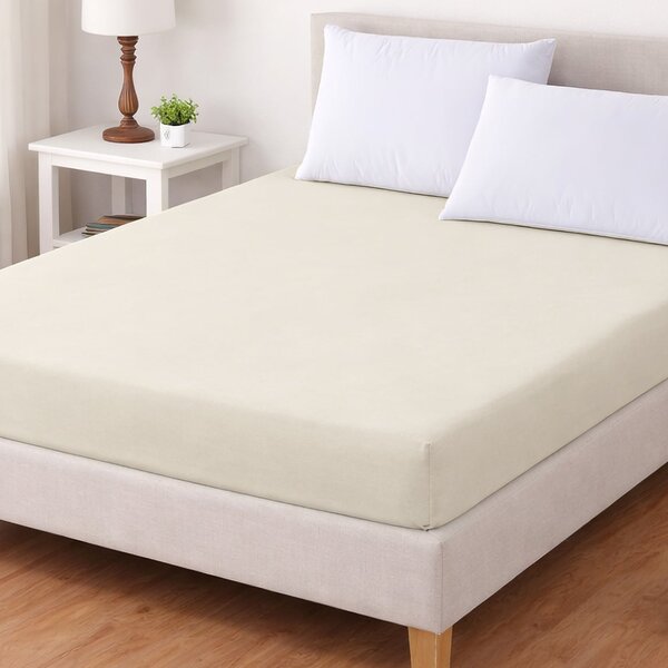 TextilCentrum Luxusní napínací mako-jersey prostěradlo s lycrou DELUXE Collection 90x200cm elastické, měsíční jas / krémové