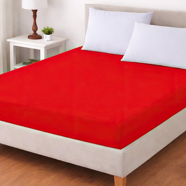 TextilCentrum Luxusní napínací mako-jersey prostěradlo s lycrou DELUXE Collection 90x200cm elastické, červené