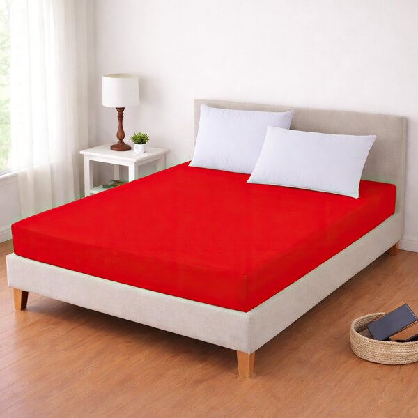TextilCentrum Luxusní napínací mako-jersey prostěradlo s lycrou DELUXE Collection 90x200cm elastické, červené