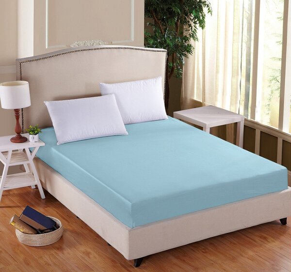 TextilCentrum Luxusní napínací mako-jersey prostěradlo s lycrou do postýlky DELUXE Collection 60x120cm / 20cm elastické, světle modré