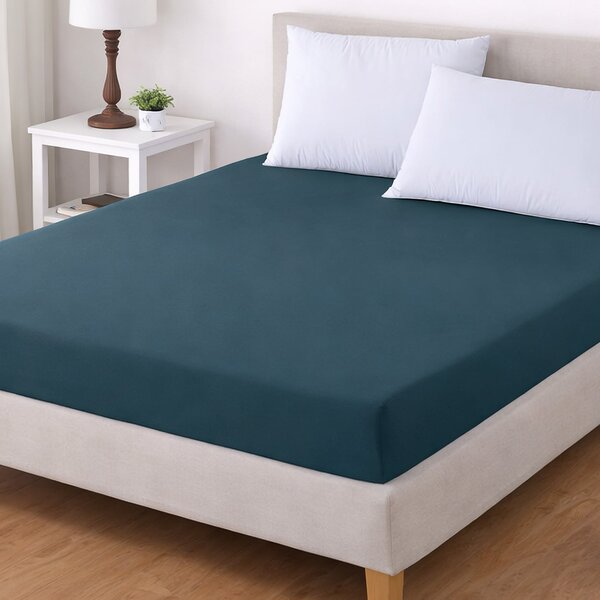 TextilCentrum Luxusní napínací mako-jersey prostěradlo s lycrou DELUXE Collection 90x200cm elastické, petrolejové