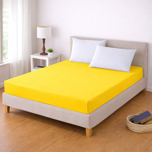 TextilCentrum Luxusní napínací mako-jersey prostěradlo s lycrou do postýlky DELUXE Collection 60x120cm / 20cm elastické, sytě žluté