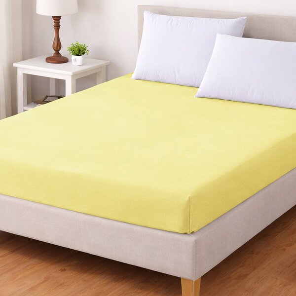 TextilCentrum Luxusní napínací mako-jersey prostěradlo s lycrou DELUXE Collection 90x200cm elastické, světle žluté