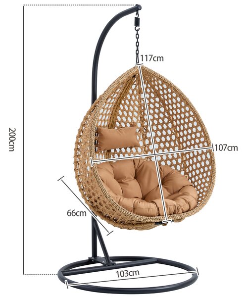 Skládací závěsné houpací křeslo Houseland Lisso XL světle hnědé