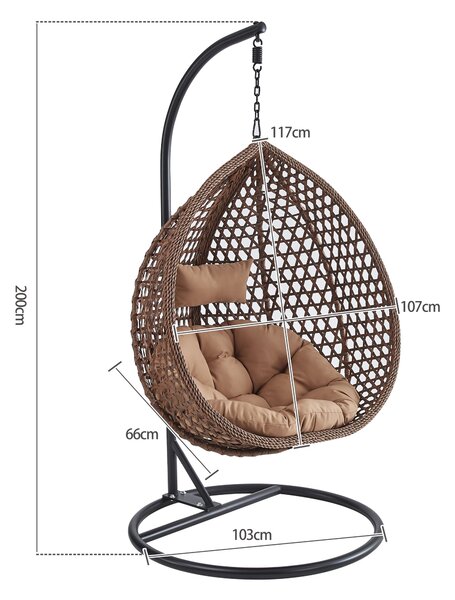 Skládací závěsné houpací křeslo Houseland Lisso XL hnědé