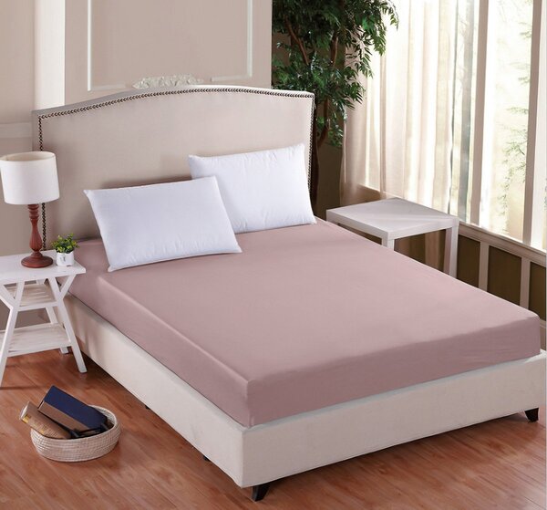TextilCentrum Luxusní napínací mako-jersey prostěradlo s lycrou DELUXE Collection 90x200cm elastické, pudrové