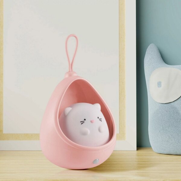 LED Dětské orientační svítidlo se senzorem KITTY LED/0,5W/5V USB růžová