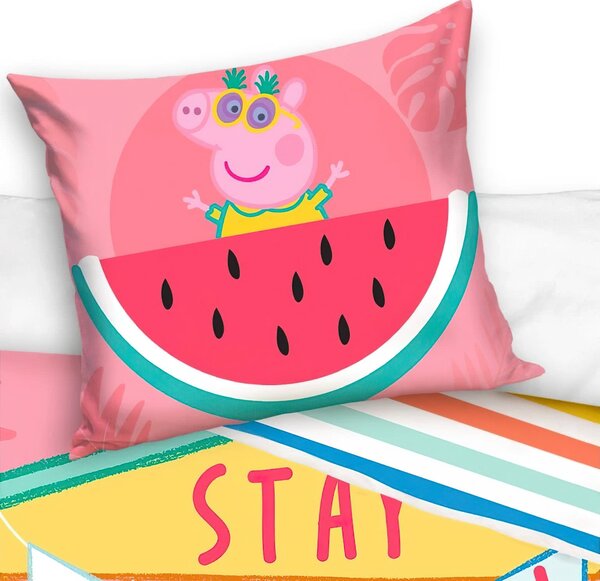 Carbotex povlečení PRASÁTKO PEPINA (PEPPA) LIMONÁDOVÝ STÁNEK, růžové, bavlna hladká, 140x200cm + 70x90cm