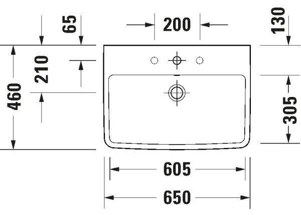 Duravit 23756500002 - Závěsné umyvadlo D-NEO 65x46 cm keramika/lesklá bílá