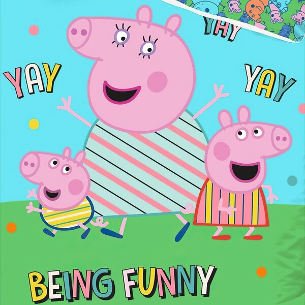 Carbotex povlečení PRASÁTKO PEPINA (PEPPA) NEJLEPŠÍ MAMINKA, modré, bavlna hladká, 140x200cm + 70x90cm