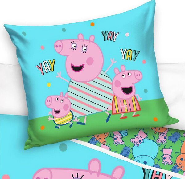 Carbotex povlečení PRASÁTKO PEPINA (PEPPA) NEJLEPŠÍ MAMINKA, modré, bavlna hladká, 140x200cm + 70x90cm