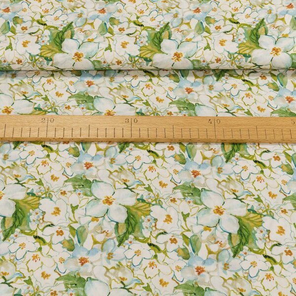 Šatovka viskózová 5342-001, zelené květiny, š.142cm (látka v metráži)