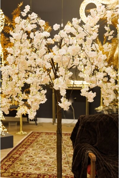 LED Vánoční dekorativní umělý strom CHERRY TREE 84xLED/230V 1,7 m třešeň