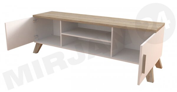 TV stolek Sanna 160 2D2K, Barva: brilantní bílá / dub sonoma 5902928126259