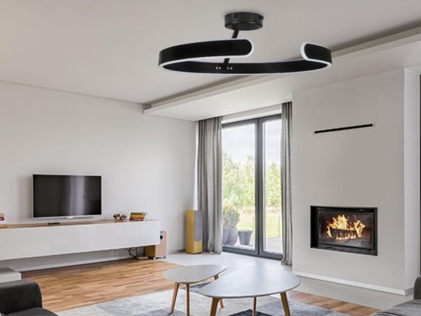 LED Stmívatelný přisazený lustr LED/72W/230V 3000-6500K černá + dálkové ovládání