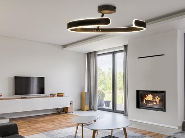 LED Stmívatelný přisazený lustr LED/72W/230V 3000-6500K černá + dálkové ovládání