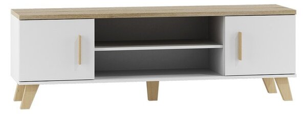 TV stolek Sanna 160 2D2K, Barva: brilantní bílá / dub sonoma 5902928126259