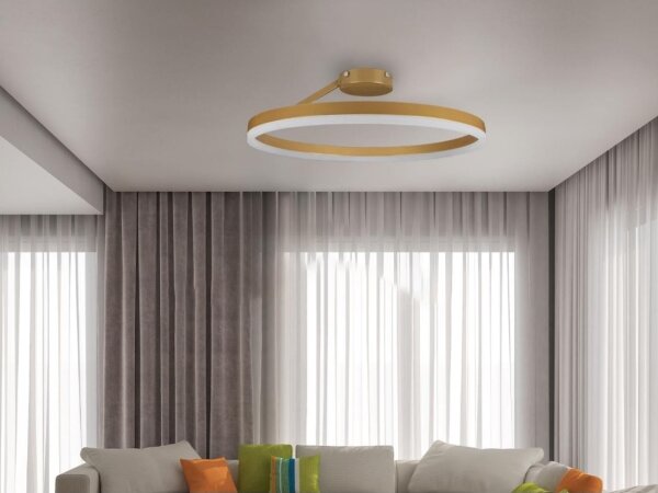 LED Stmívatelný přisazený lustr LED/40W/230V 3000-6500K zlatá + dálkové ovládání
