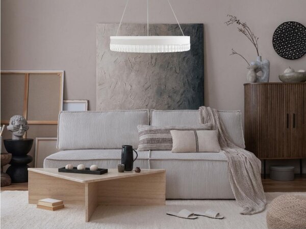LED Stmívatelný lustr na lanku LED/80W/230V 3000-6500K bílá + dálkové ovládání