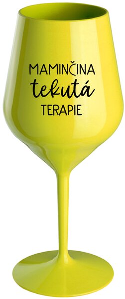 MAMINČINA TEKUTÁ TERAPIE - žlutá nerozbitná sklenice na víno 470 ml