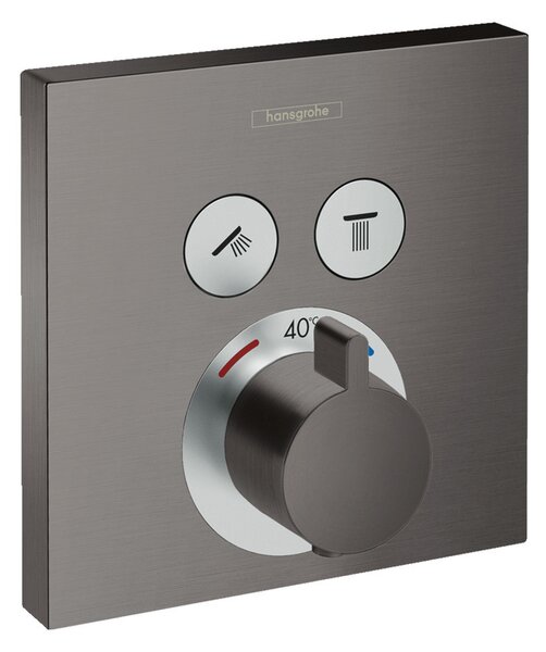 Hansgrohe Shower Select, termostatická baterie pod omítku na 2 spotřebiče, kartáčovaný černý chromová, 15763340