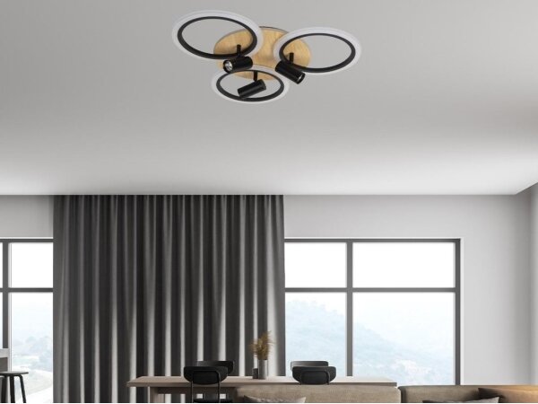 LED Stmívatelné stropní svítidlo LED/70W/230V 3000-6500K černá/hnědá + DO