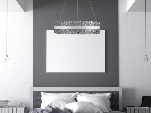 LED Stmívatelný lustr na lanku LED/80W/230V 3000-6500K bílá + dálkové ovládání