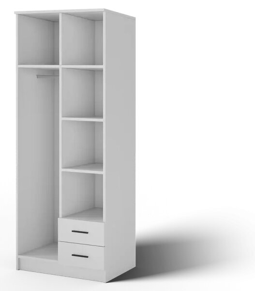Novaro 80 Šatní skříň s křídlovými dveřmi bílá (kód WB) (80 x 206,6) cm – 5 polic pro přehledné uložení
