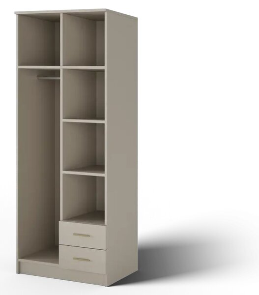 Novaro 80 Šatní skříň s křídlovými dveřmi kašmír (kód KG) (80 x 206,6) cm – 5 polic pro přehledné uložení