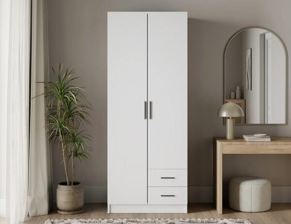 Novaro 80 Šatní skříň s křídlovými dveřmi bílá (kód WB) (80 x 206,6) cm – 5 polic pro přehledné uložení