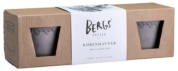 Bergs Potter Sada terakotových květináčů Copenhagen Grey 10 cm - 3 ks BP145