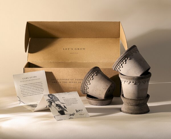 Bergs Potter Sada terakotových květináčů Copenhagen Grey 10 cm - 3 ks BP145