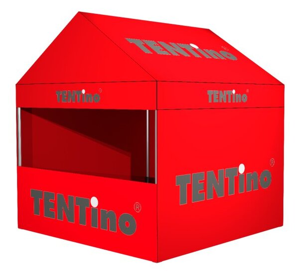 TENTino SET - Nůžkový párty stan 3x4,5 m GABLED s jednostranným potiskem Typ konstrukce: GABLED, Rozsah potisku: střecha + 3x boční strana, Plachtovina - gramáž: polyester 230 g/m2