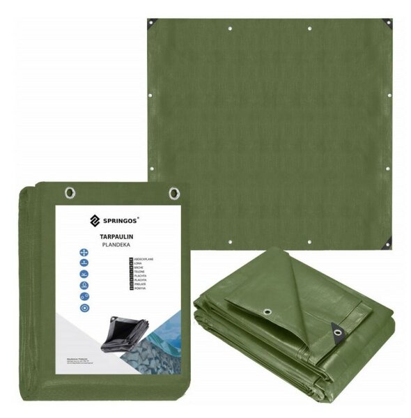 SPRINGOS Krycí plachta s oky 4x4 m, 120g PE, zelená SPRINGOS PROTECT GA2132-XG
