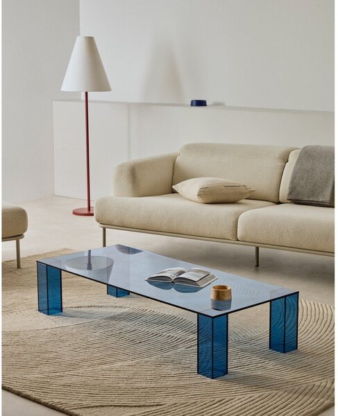 Modrý skleněný konferenční stolek 60x140 cm Adularia – Kave Home