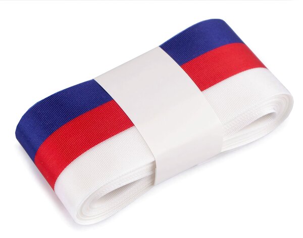 Taftová stuha TRIKOLORA CZ / Česká republika, šíře 5cm (stuha v metráži)