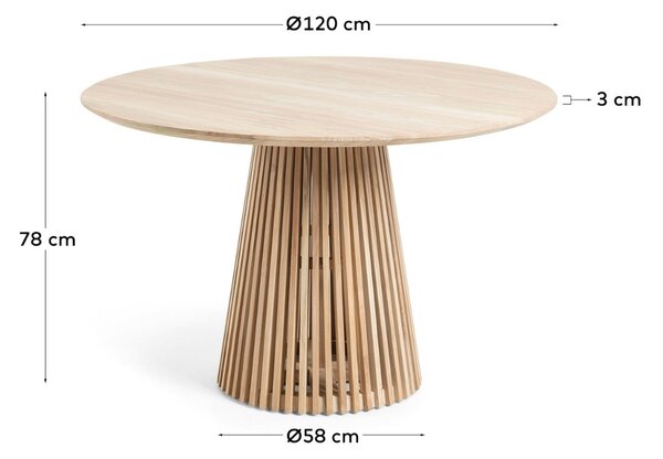 Teakový kulatý jídelní stůl Kave Home Jeanette 120 cm